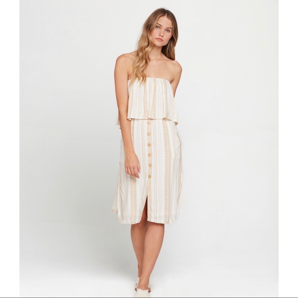 L*space White Striped Strapless Summer Dress - M
